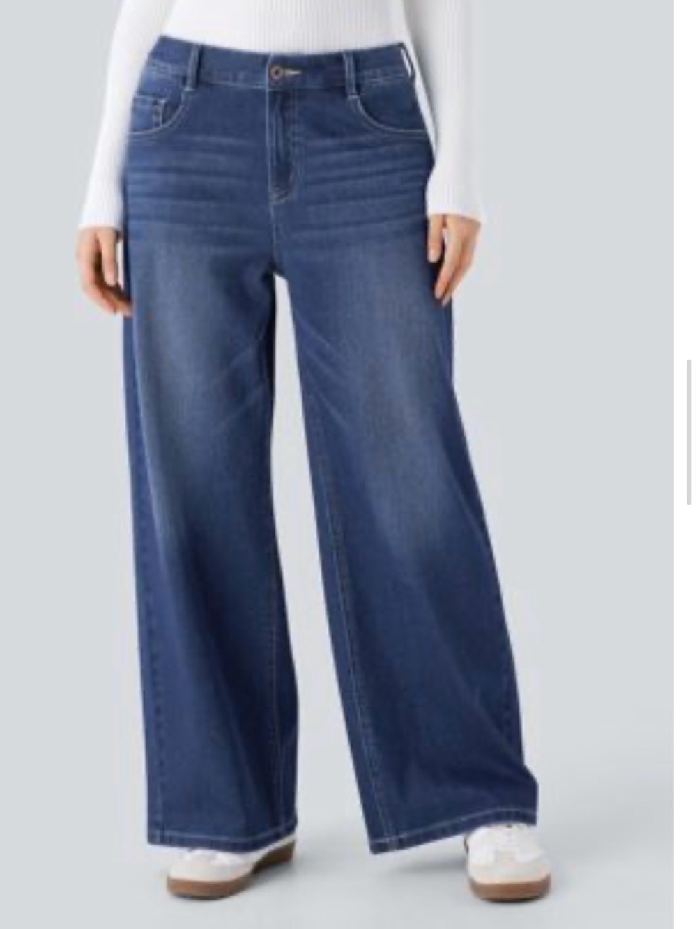 HALARA Wide-Leg High-Rise Jeans in Blue Wash